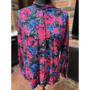Vintage Pendleton Shirt Womens Floral Size 12 Button Down Fuschia Cottage Core